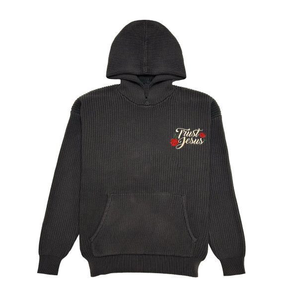 Chunky Knit Trust Jesus Hoodie Cheap - Image 5