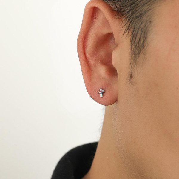 Colored Zircon Cross Stud Earrings For Discount