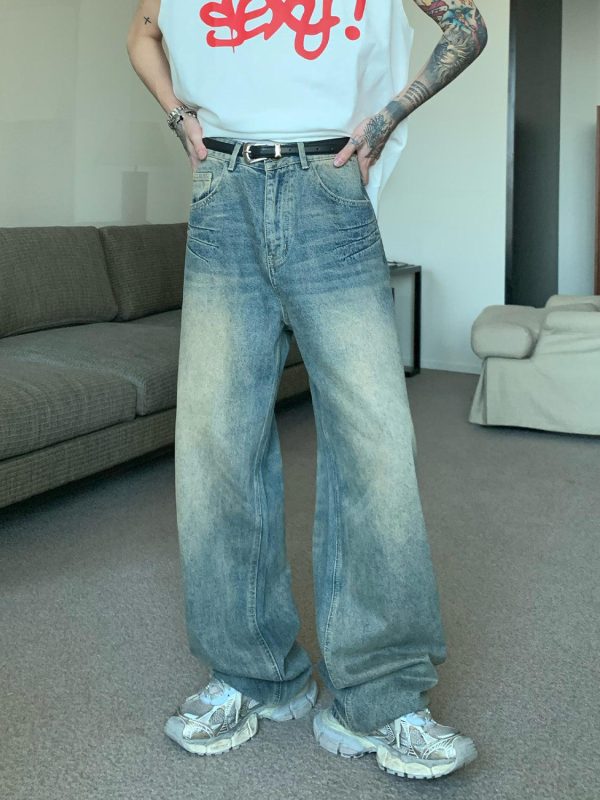 Retro Washed Wide Leg Mopping Jeans Supply - Image 2