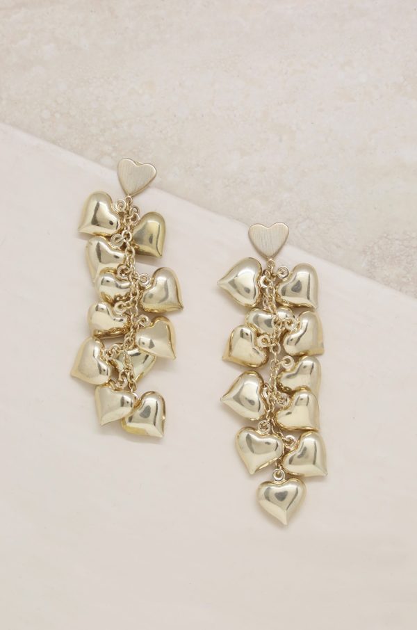 Heart Cluster Drop Earrings Online Hot Sale