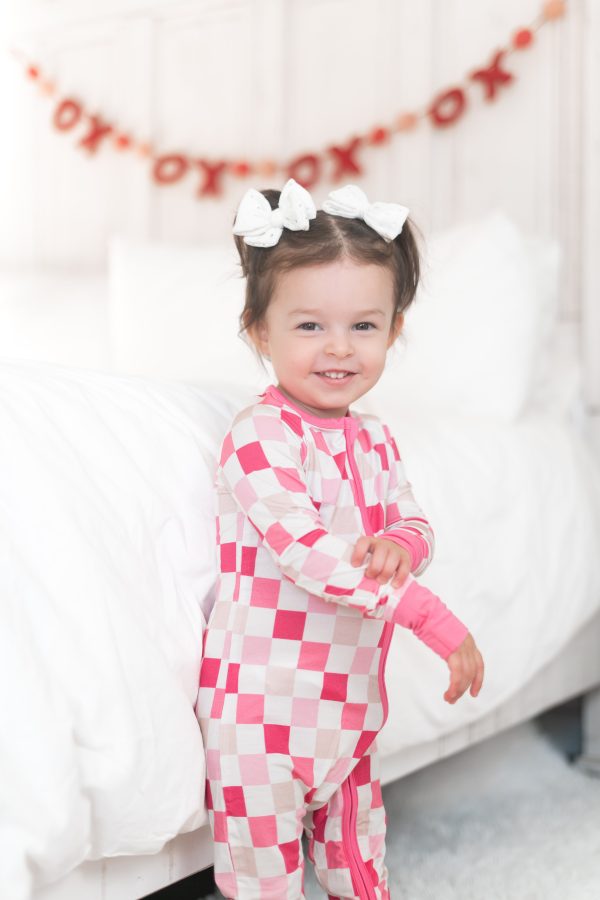 Dreamy Pink Checkers Dream Romper Cheap - Image 2
