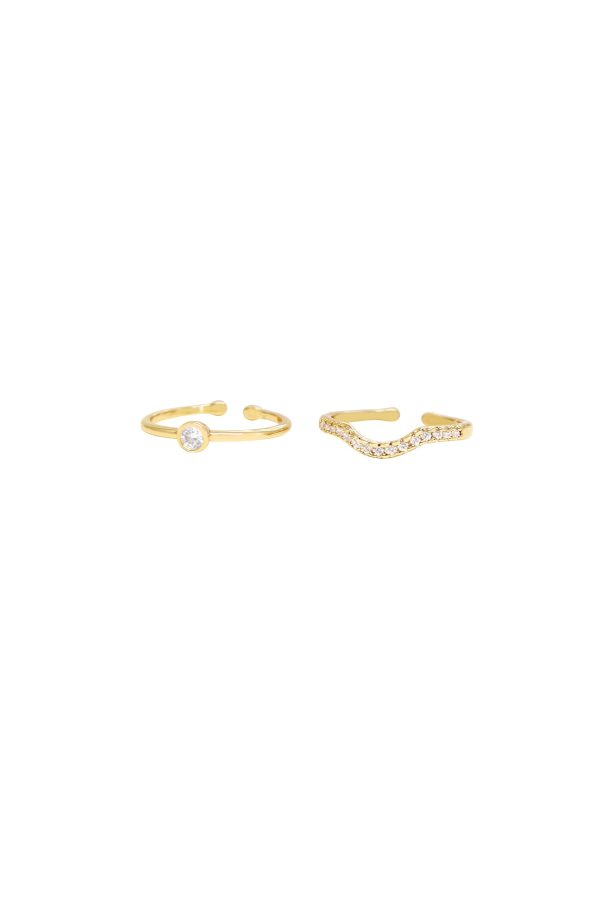 Go Together Crystal and 18k Gold Plated Ring Set For Sale - Image 3