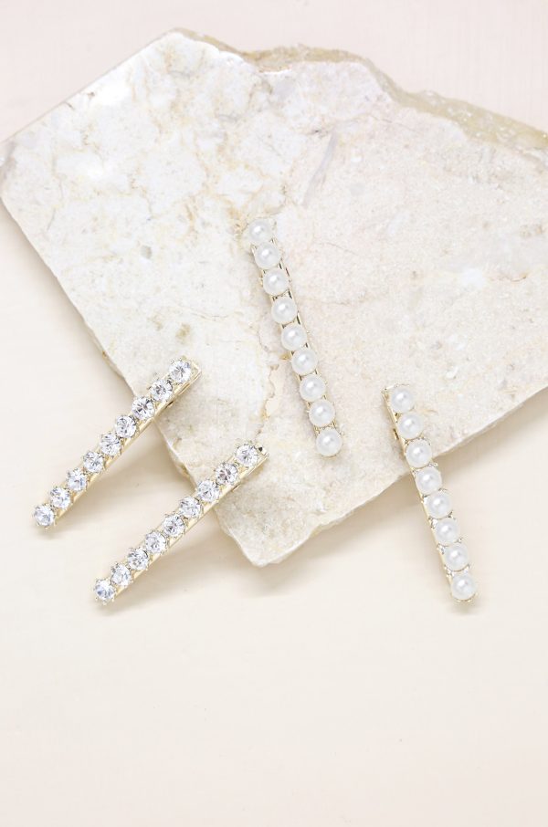 Crystal and Pearl Hair Clip Set of 4 For Discount