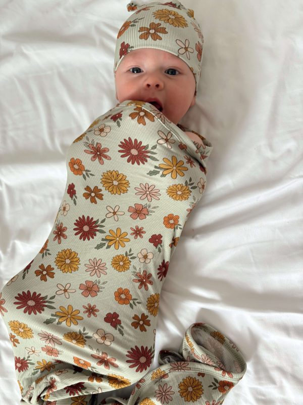 Alyson Floral | Bamboo Swaddle + Beanie Set Supply - Image 3