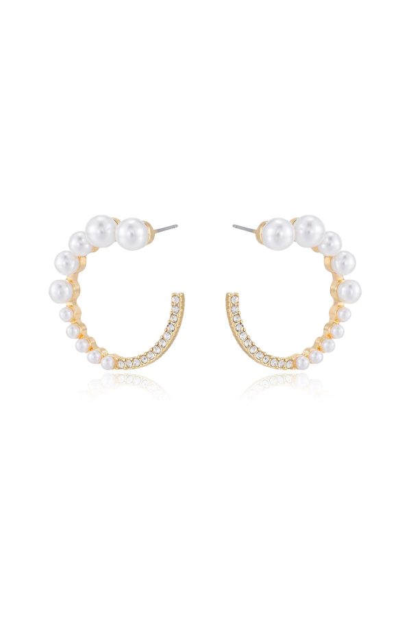 Chic Pearl And Crystal Open Circle Earrings For Cheap - Image 3