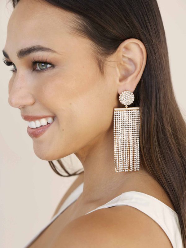 All the Movement Crystal Fringe Earrings For Sale - Image 5