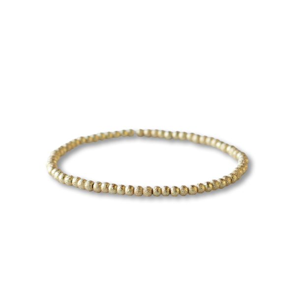Gilded Gold Beaded Stretch Bracelets-3mm, Textured Beads Online - Image 2
