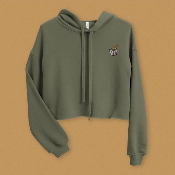 Takeout Box Embroidered Crop Hoodie Online Hot Sale