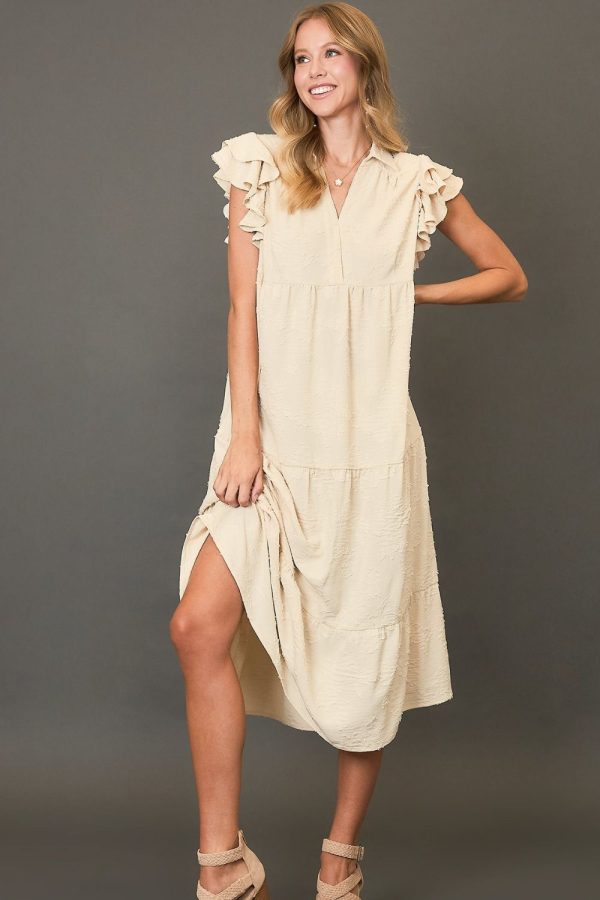 Hazel Blues® | Umgee Tiered Floral Burnout Ruffle Sleeve Midi Dress Fashion