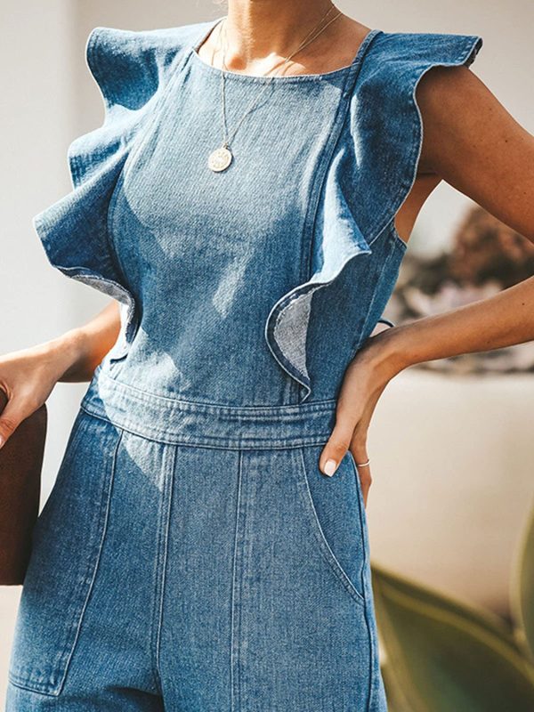 Hazel Blues® |  Ruffled Backless Sleeveless Denim Jumpsuit Fashion - Image 3